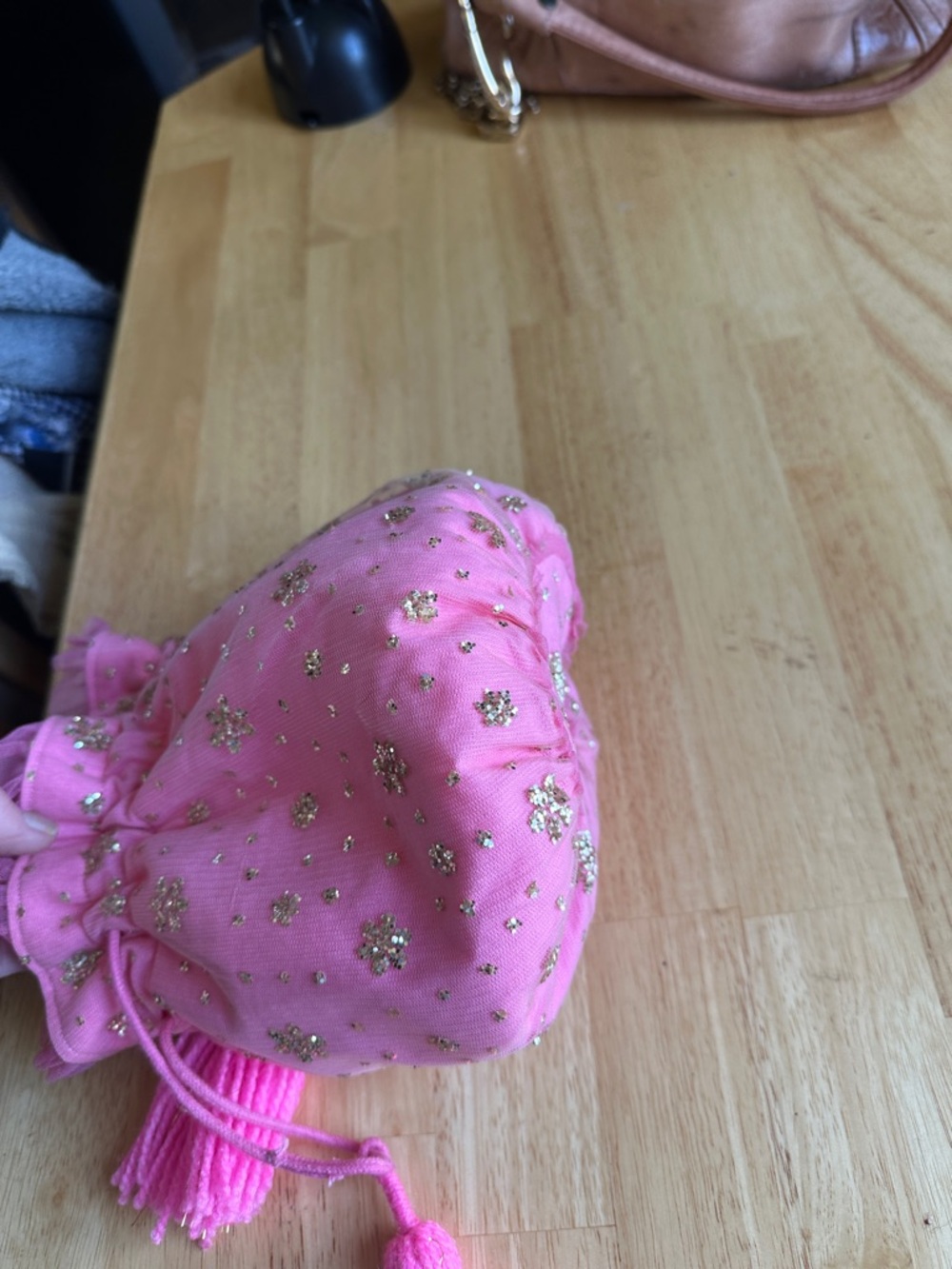 Free People Pink Ruffled Tassel Drawstring Pouch - Picture 5 of 5